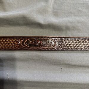 Made in the USA tooled leather belt country cowboy cowgirl needs buckle